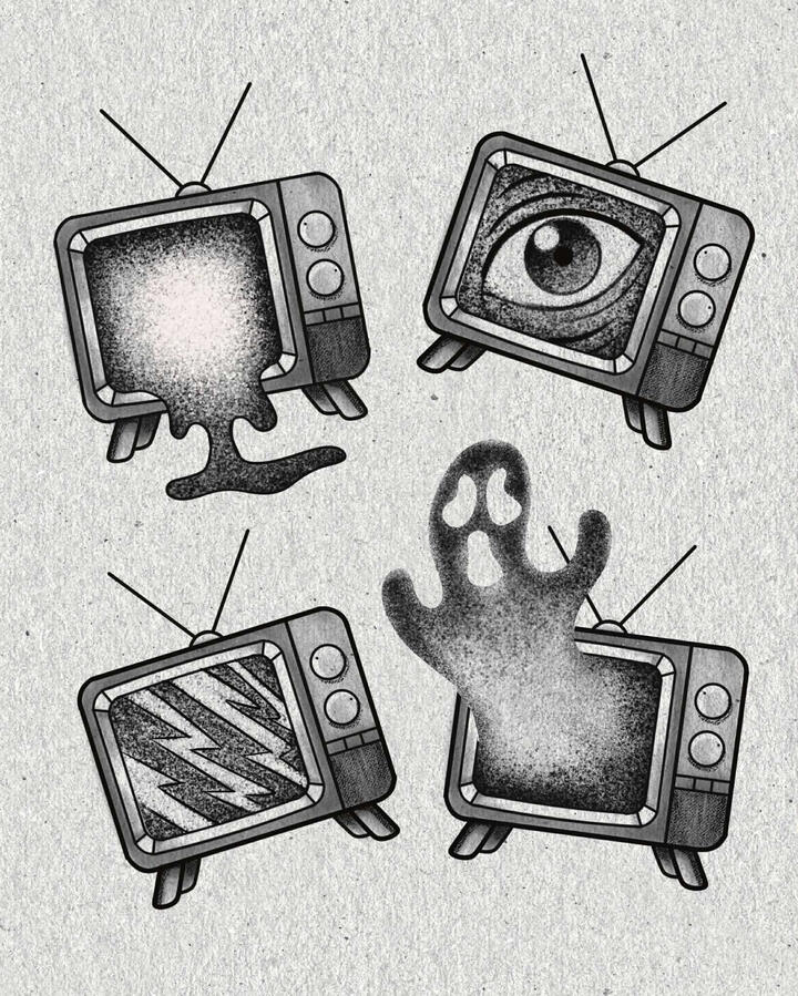 Four tattoo designs of TV